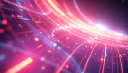 Dynamic abstract digital background featuring glowing lines and shimmering particles, symbolizing data flow, technology, and futuristic concepts. Ideal for business, science, or lifestyle visuals.