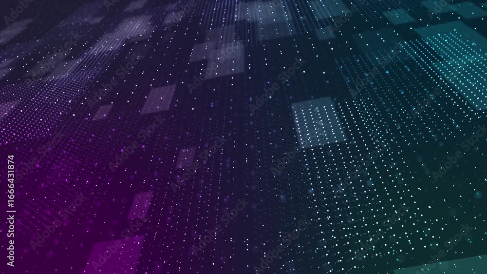 Aufkleber abstract animation of futuristic microchip composed of vibrant glowing particles. data transfer, adv