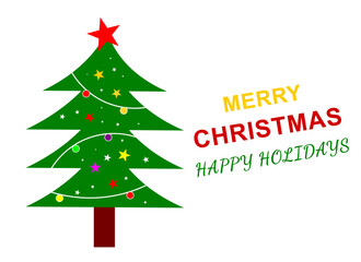 Merry Christmas and Happy Holidays with Christmas Tree – Festive Winter Greeting Design