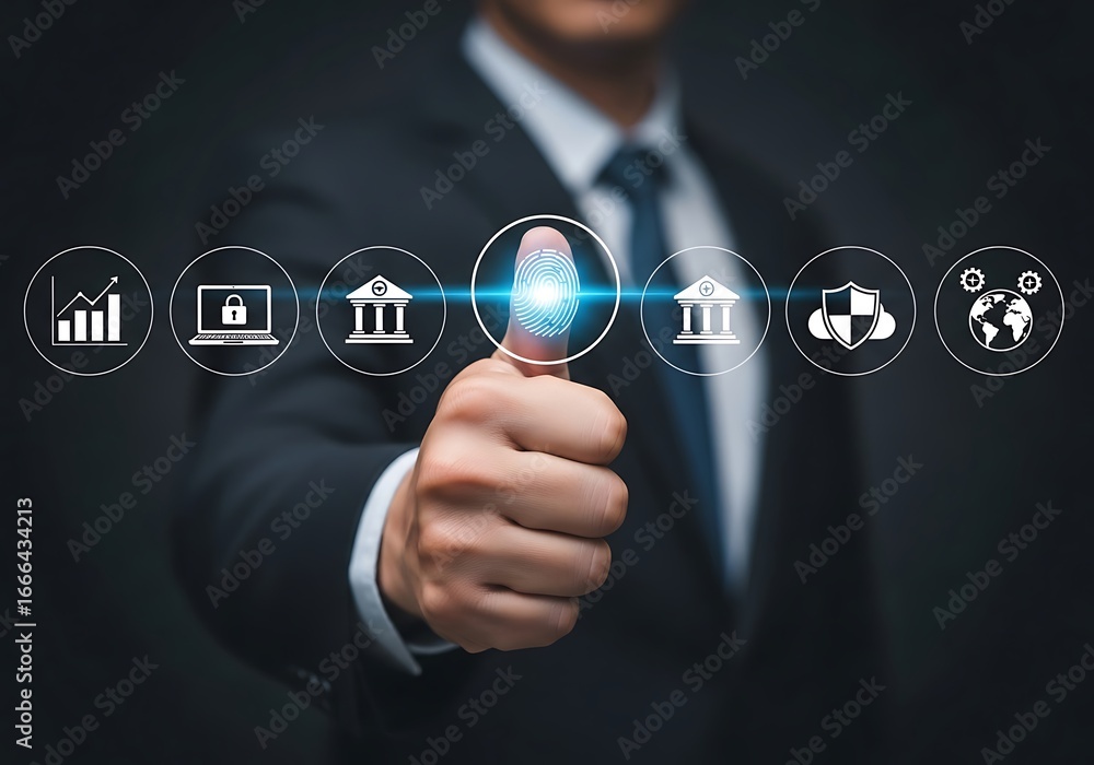 Poster fingerprint scan for digital security technology