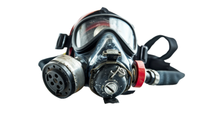 Detailed Shot of Firefighter Oxygen Mask Equipment on white background