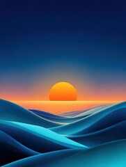 Sunset over a Smooth, Abstract Ocean Landscape