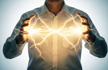 Man Manipulating Electric Bolts with Hands