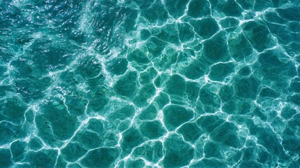 Aerial view of clear turquoise ocean water. AI image