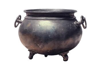 Halloween watercolor cauldron isolated on transparent background