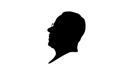 Thomas Mann portrait, black isolated silhouette