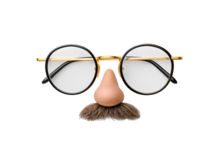 Nose and mustache with fake glasses, styled for a humorous effect
