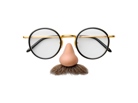 Nose and mustache with fake glasses, styled for a humorous effect
