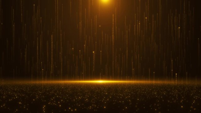 Shimmering golden flare particles background, radiating glow through soft atmospheric depth. for luxury intros, magical titles, festive backgrounds, cinematic transitions, awards presentations.