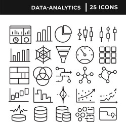 Data analytics related line art icon set collection vector illustration 