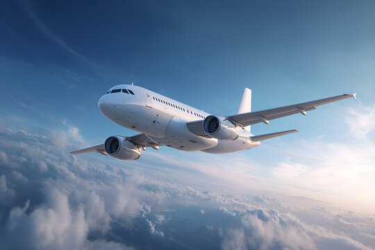 An Airbus A319 airplane flying high in the sky.