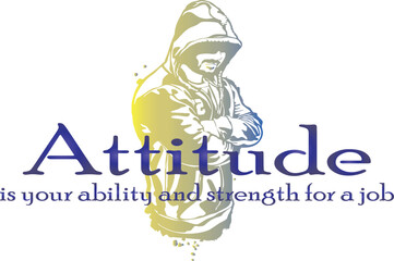 Attitude Typography T-Shirt Design with Hooded Man Illustration &ndash; Motivational Urban Streetwear Graphic.