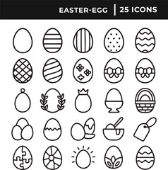 Set of easter eggs icon collection line art vector illustration