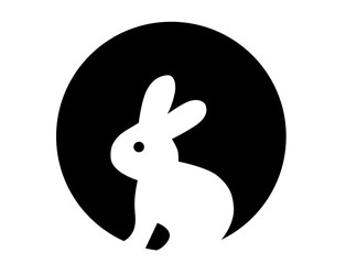 autumn icon 01A : Moon-Viewing White Rabbit, bunny, silhouette, festival, japanese, autumn, tsukimi, animal, cute, lunar, nature, cultural, seasonal, traditional, night, 