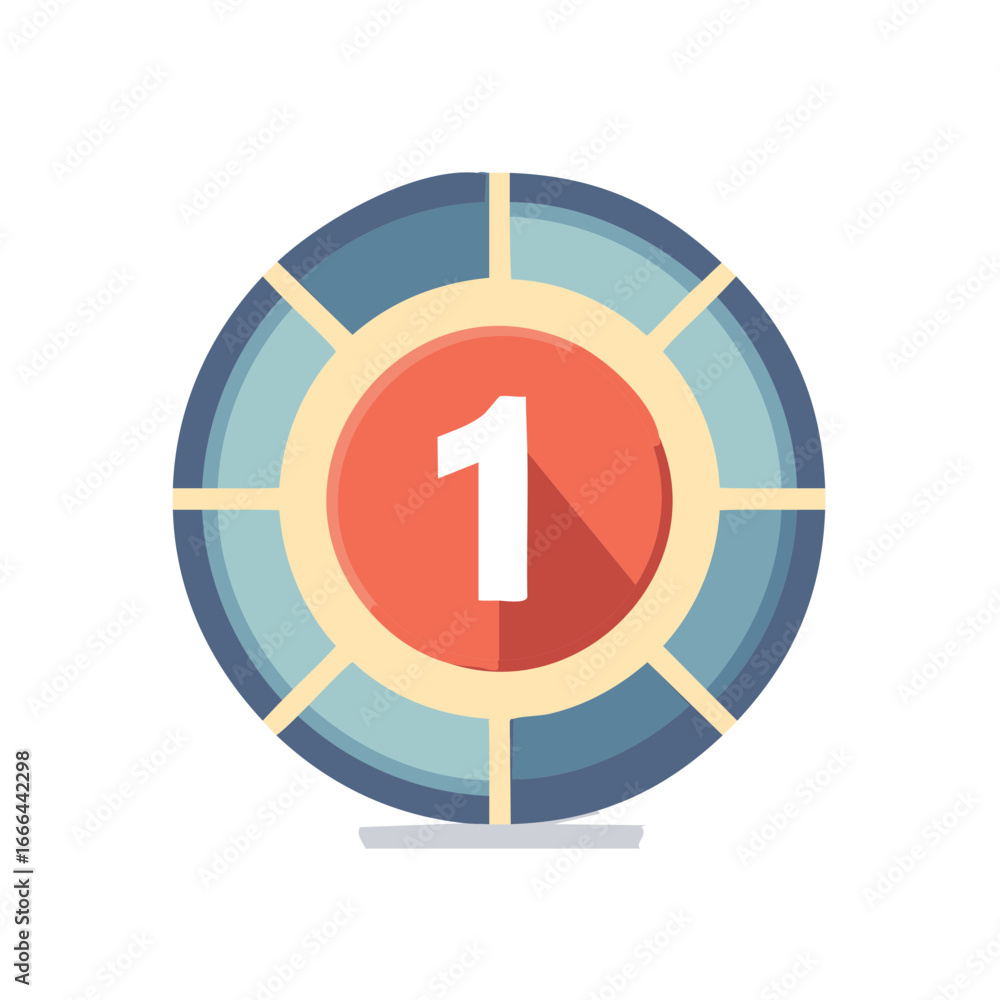 Poster circular graphic with number one displaying segmentation and ranking icon