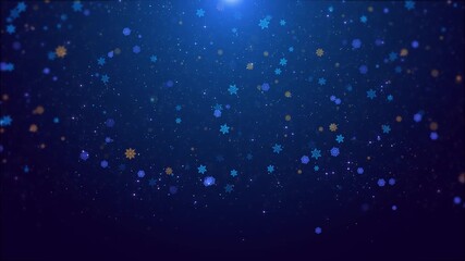 Magical snowfall blue golden snowflakes drifting over starry night sky. for holiday videos, festive greetings, seasonal promos, winter celebration visuals, new year animations, atmospheric snowy clips - Powered by Adobe