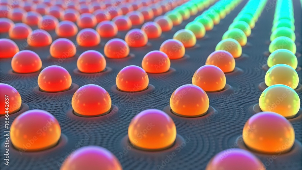 Poster glowing quantum dots 3d texture on surface for modern design