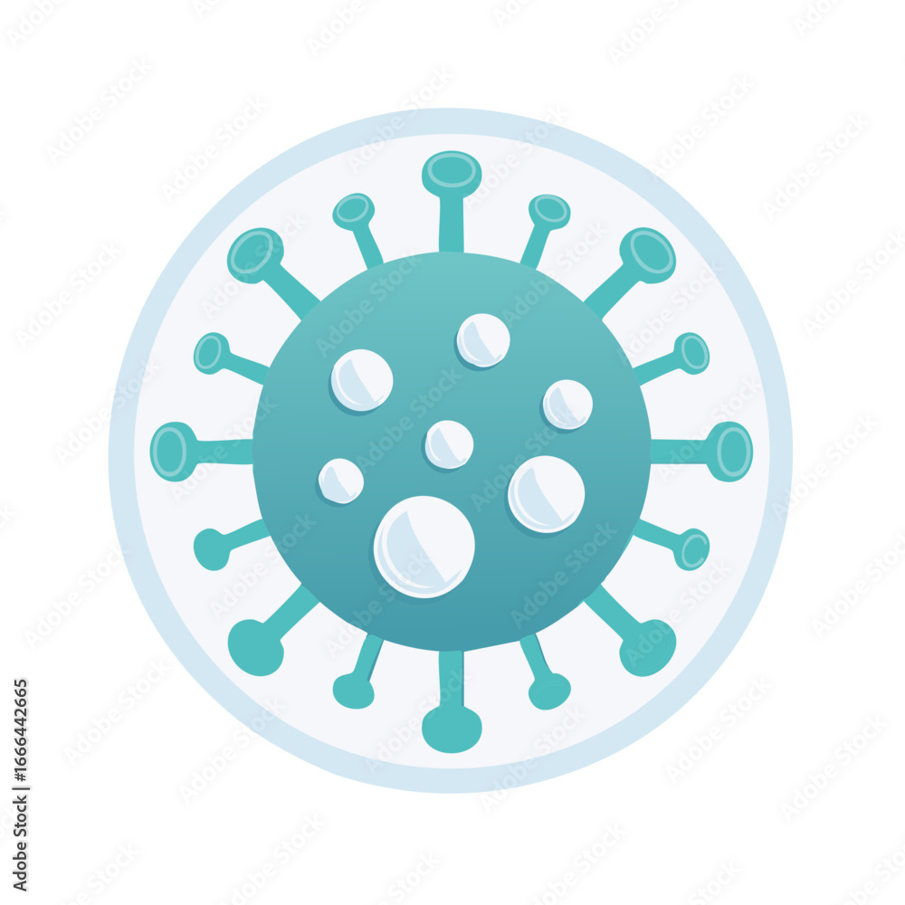 Poster blue vector virus cell image with spikes and circle shape for healthcare background