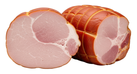 Isolated Sliced Cooked Ham Roll
