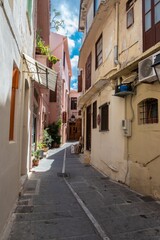 Narrow Street in the Old Town of Rethymno, Crete, Greece