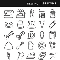 Set of sewing icon collection line art vector illustration