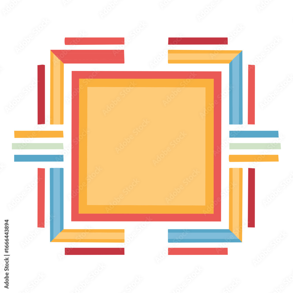Poster abstract graphic design with square frame and decorative colorful elements composition