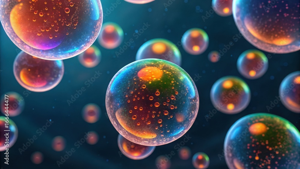 Poster close up of suspended quantum dots with colorful reflections