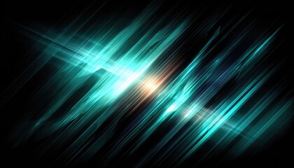 Abstract teal and black diagonal lines with light flares