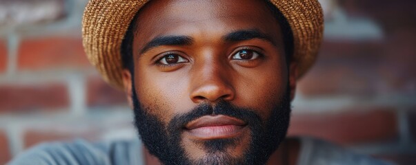 Depict a man looking directly at the camera with a confident and composed expression, Generative AI