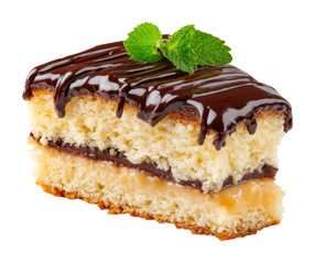 Delicious chocolate cake slice kitchen food cozy atmosphere isolated on transparent background