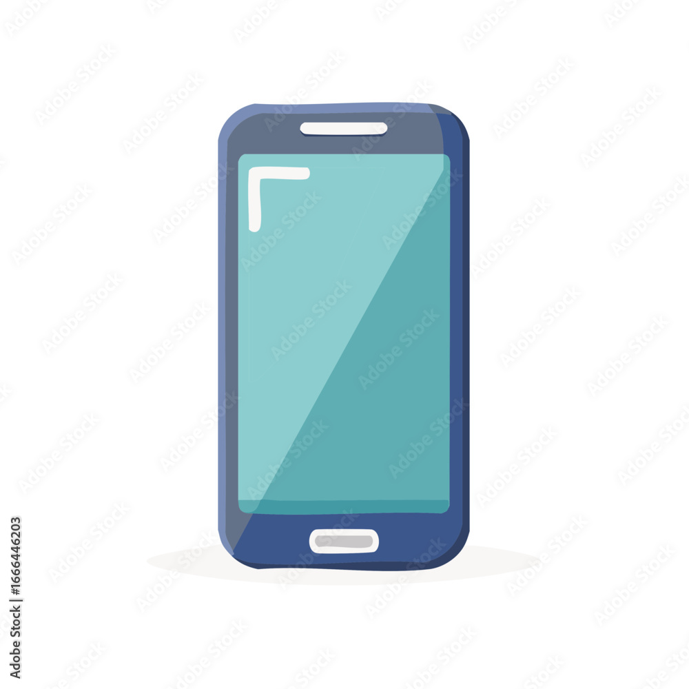Poster modern smartphone with teal display - mobile technology and communication device