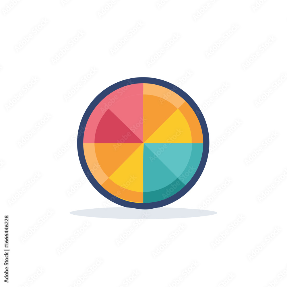 Poster abstract circle divided into colored sections for visual data presentation