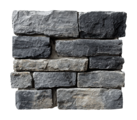 Building stone wall installation construction site texture detail isolated on transparent background