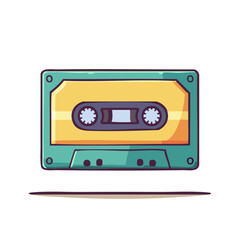 Fototapeta premium Retro audio cassette tape illustration with vibrant yellow and teal tones for music nostalgia