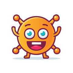 Obraz premium Delightful orange cartoon germ character with cheerful expression and contagious smile standing playfully
