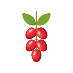 Obraz premium Vibrant Red Berries on Branch with Green Leaves Illustration for Healthy Lifestyle or Organic Food Concepts