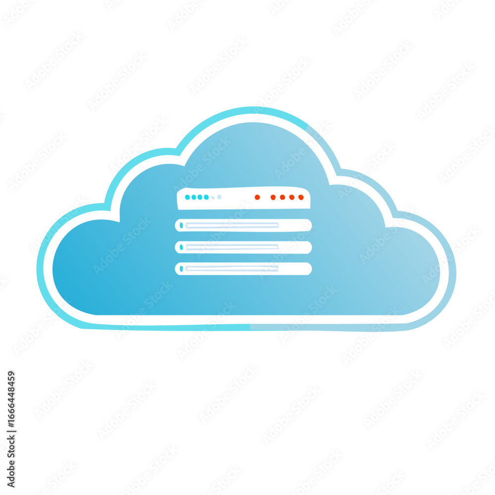Poster Cloud Computing Icon with Database, Online Data Storage, Secure Server Access Concept