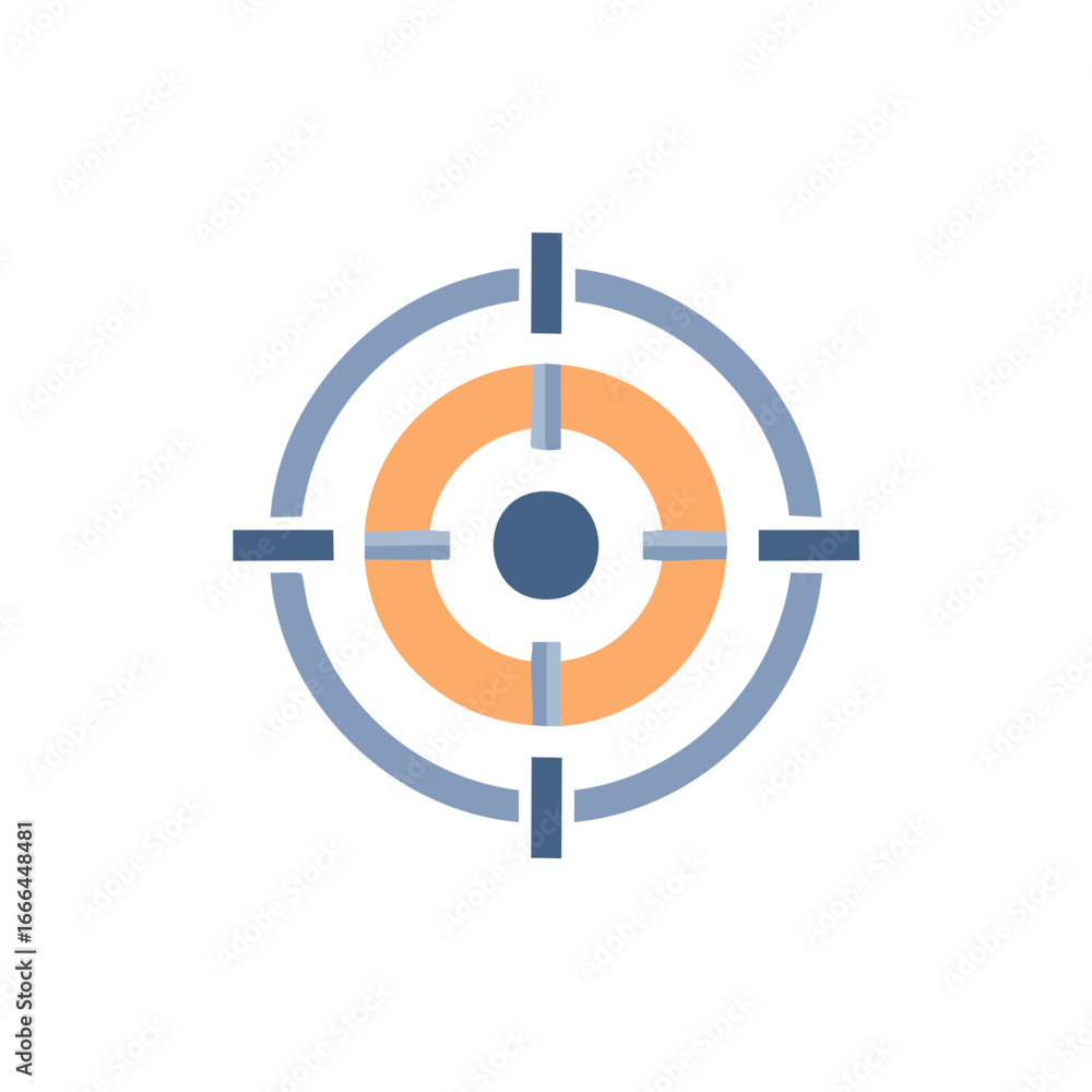 Poster graphical representation of a target symbol with concentric circles and aiming crosshairs
