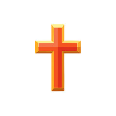 Obraz premium Golden Christian Cross Symbol of Faith and Religion on White Background