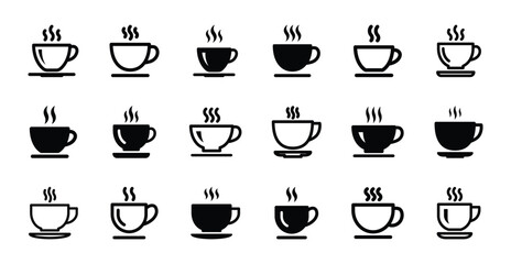 Set of coffee cup icon symbol vector on white background