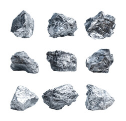 Naklejka premium Mining process of metallic ore quarry collection aerial view isolated on transparent background