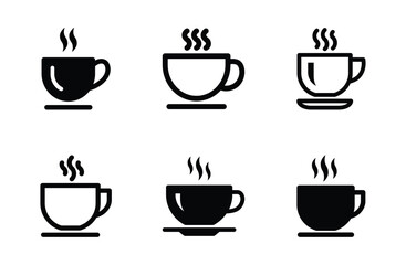 Set of coffee cup icon symbol vector on white background