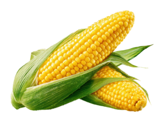 Harvesting fresh corn on the cob farmstead food isolated on transparent background