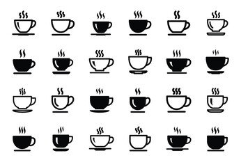 Set of coffee cup icon symbol vector on white background