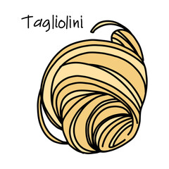 twisted tagliolini, italian pasta illustration for design and packaging