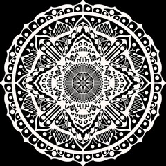 Symmetrical image design in the form of mandala art with a basic circular shape combined with unique shapes and attractive color gradations.