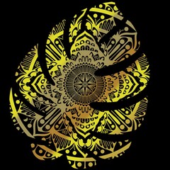 Symmetrical image design in the form of mandala art with a basic circular shape combined with unique shapes and attractive color gradations.