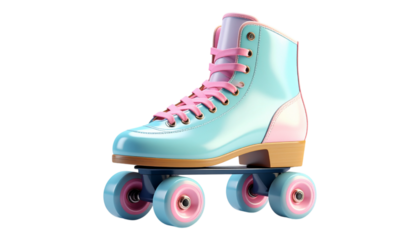  roller skate from the 1990s, pastel colors with neon wheels and chunky laces, side