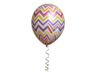 Colorful balloons, including red, yellow, and blue