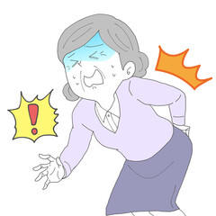 腰が痛いシニア女性3　青ざめる